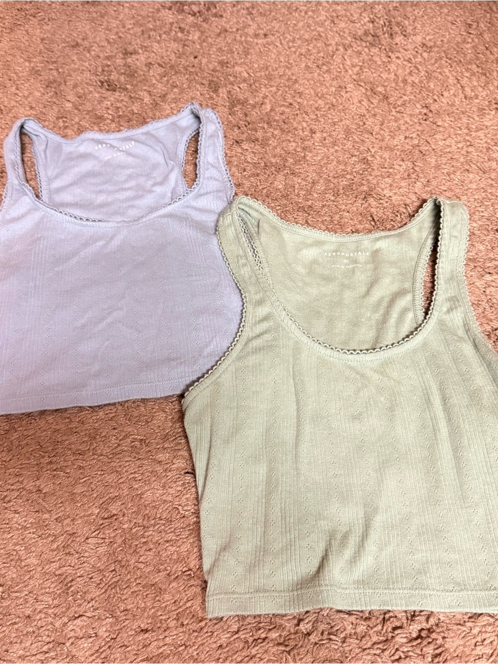 Aeropostale Green and Blue Lettuce Trim Tank Top 2 Pack Bundle Womens XS New